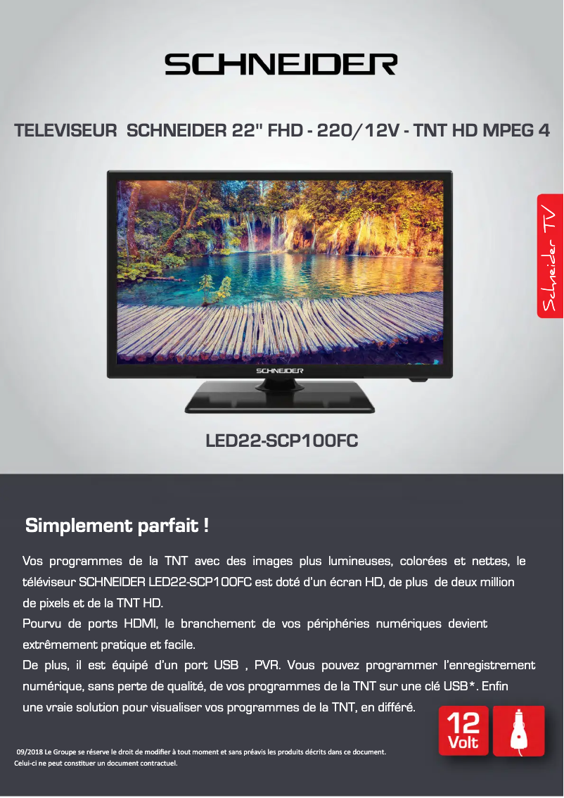 Page 1 de la notice Fiche technique Schneider LED22-SCP100FC