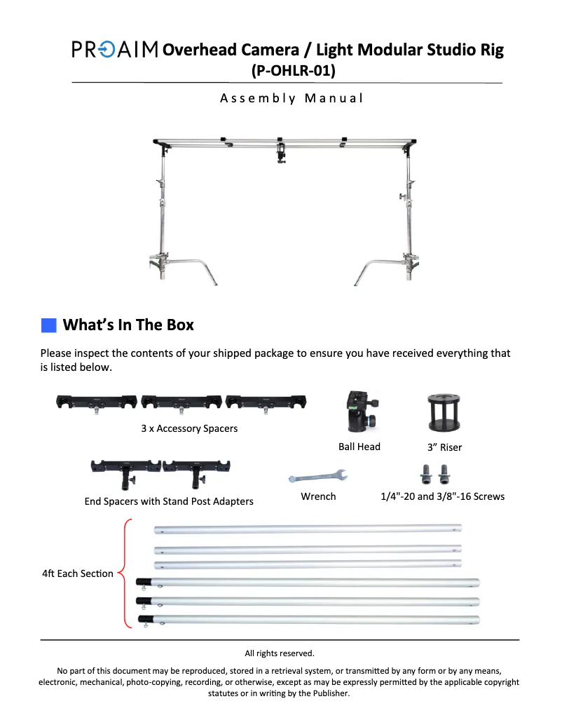 Page 1 de la notice Manuel utilisateur Proaim P-OHLR-01