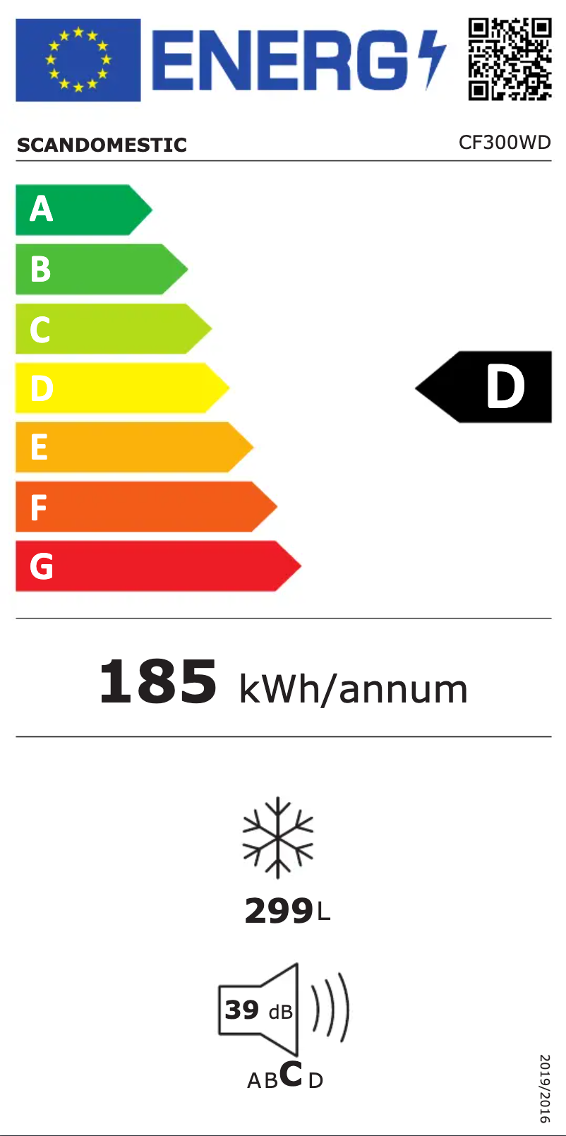 Page 1 of the manual Energy Label Scandomestic CF300WD