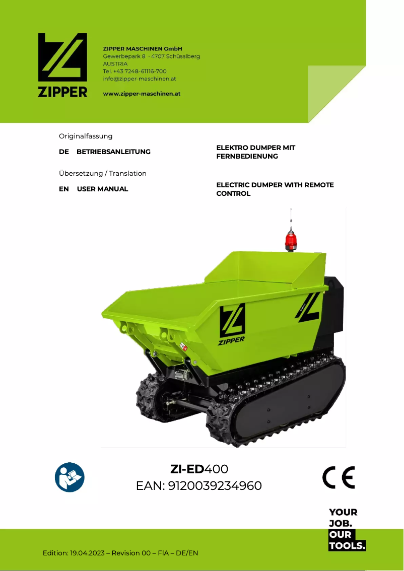Page 1 de la notice Manuel utilisateur Zipper ZI-ED400
