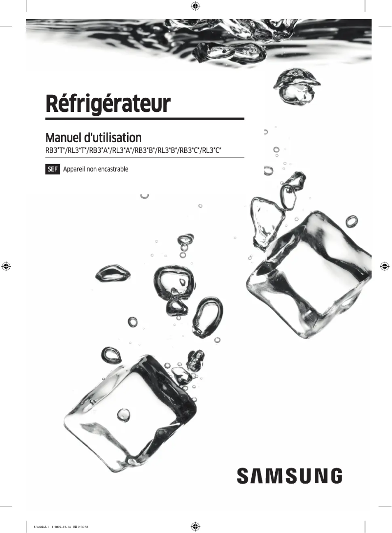 Page 1 de la notice Manuel utilisateur Samsung RB38C632ESA