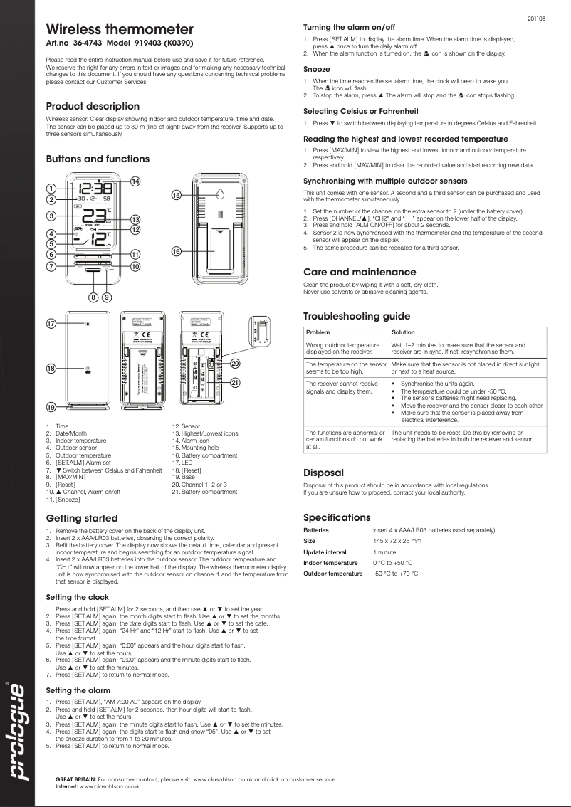 Image de la première page du manuel de l'appareil K0390