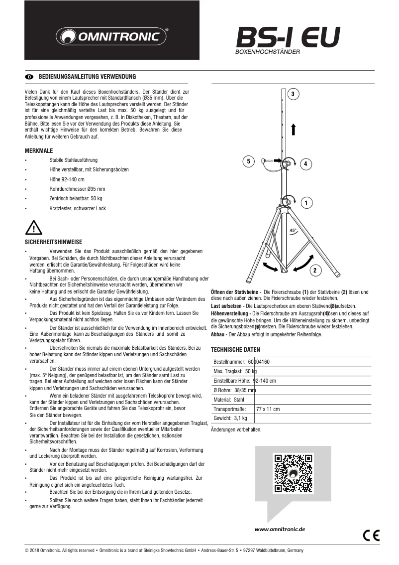 Página 1 del manual Manual de usuario Omnitronic BS-1 EU