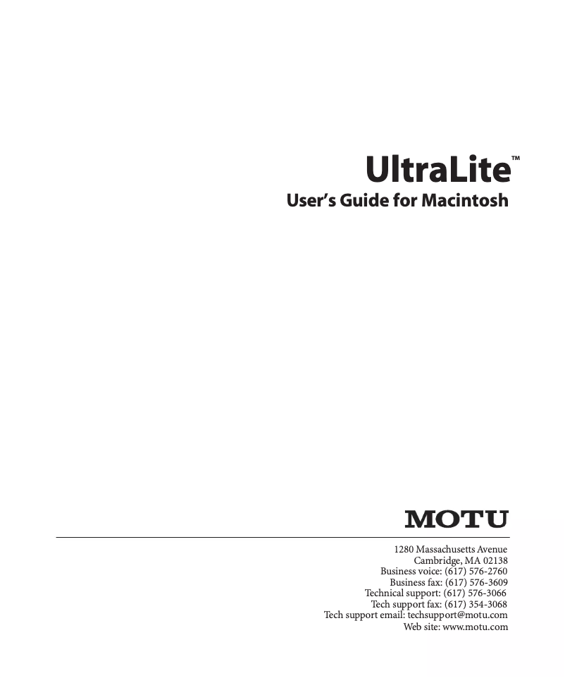 Image de la première page du manuel de l'appareil UltraLite