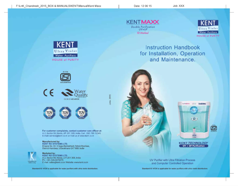 Page n°1 - Manuel utilisateur Kent Maxx