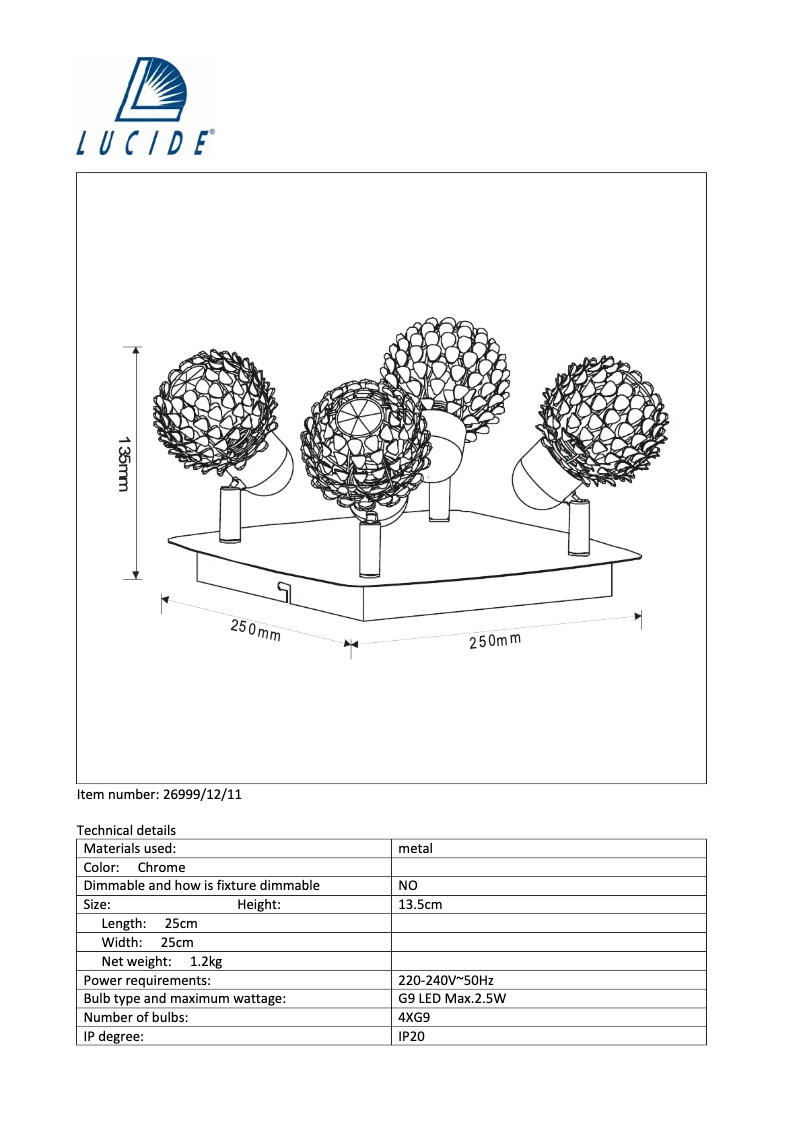 Page 1 de la notice Manuel utilisateur Lucide Kyra 26999/12/11