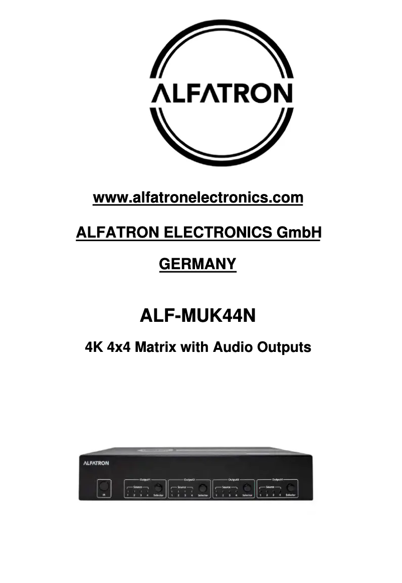 Image de la première page du manuel de l'appareil ALF-MUK44N