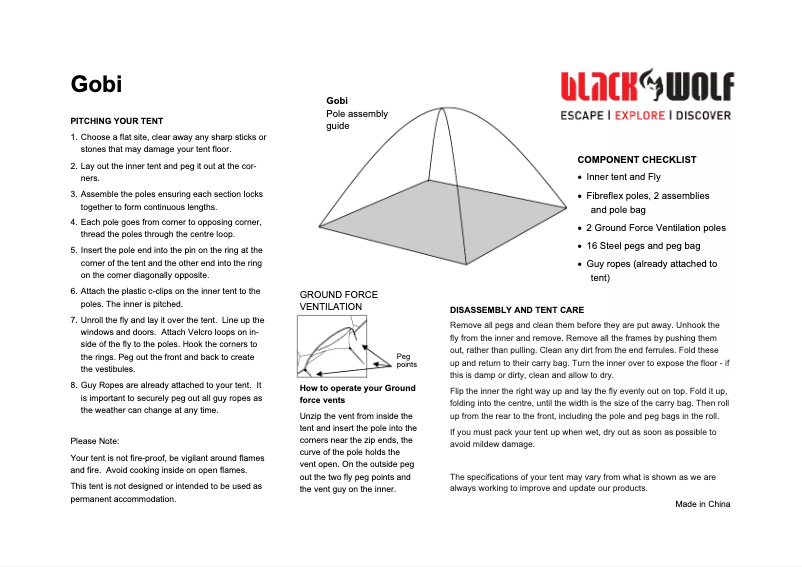Página 1 del manual Manual de usuario Black Wolf Gobi