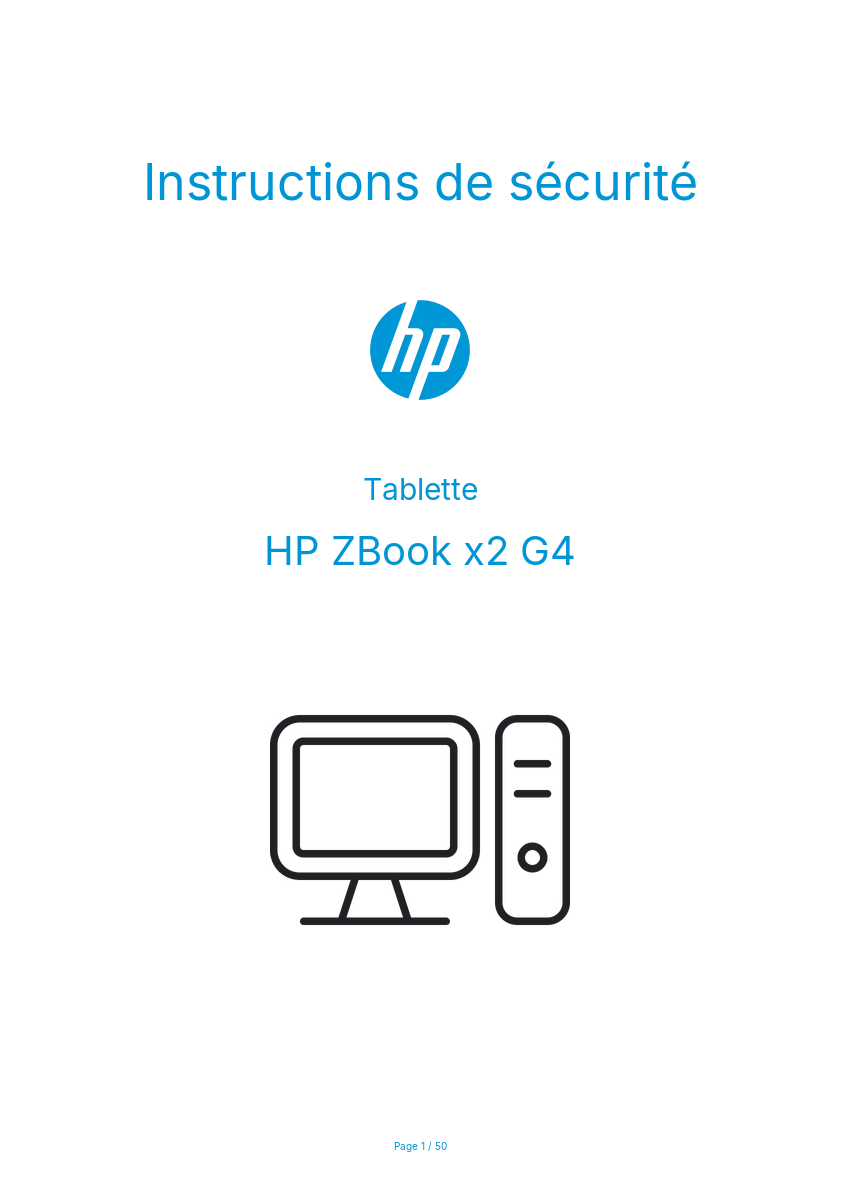 Image de la première page du manuel de l'appareil ZBook x2 G4