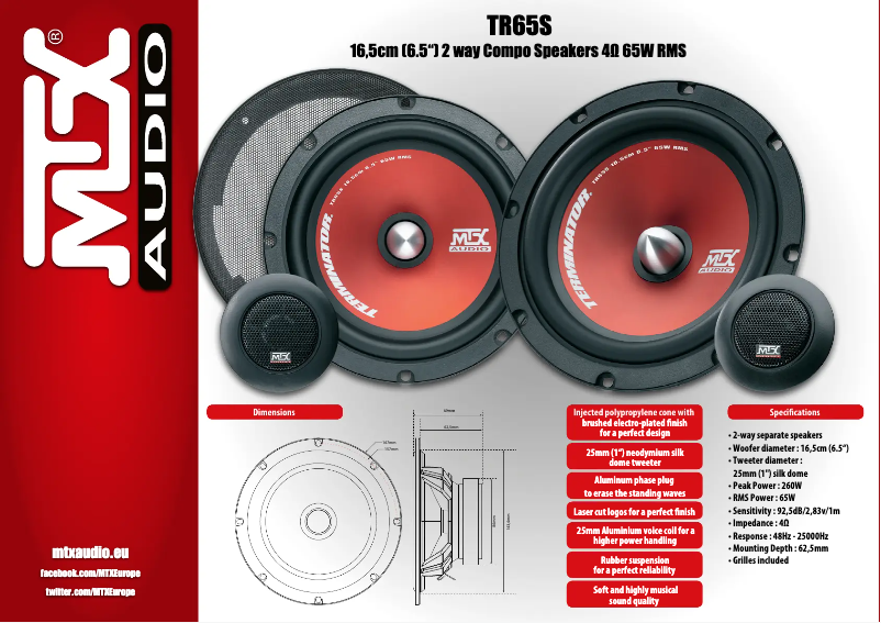 Page n°1 - Manuel utilisateur MTX Audio TR65S