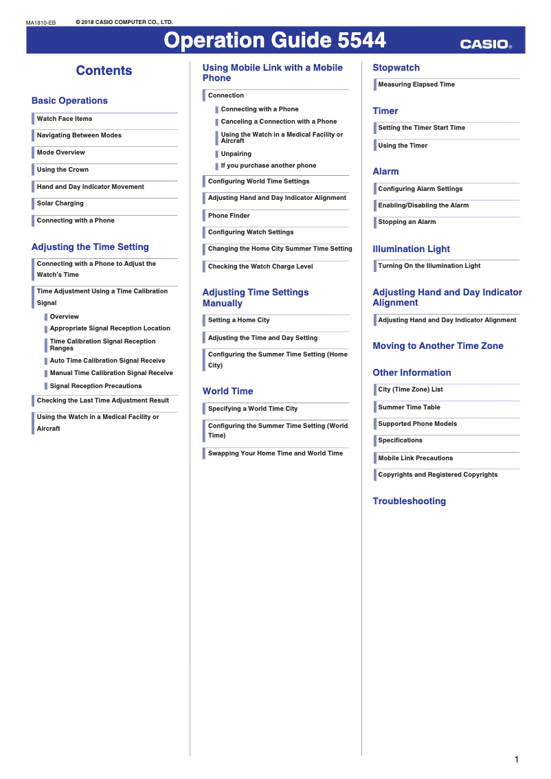 Page 1 de la notice Manuel utilisateur Casio G-Shock MTG-B1000XB-1AER