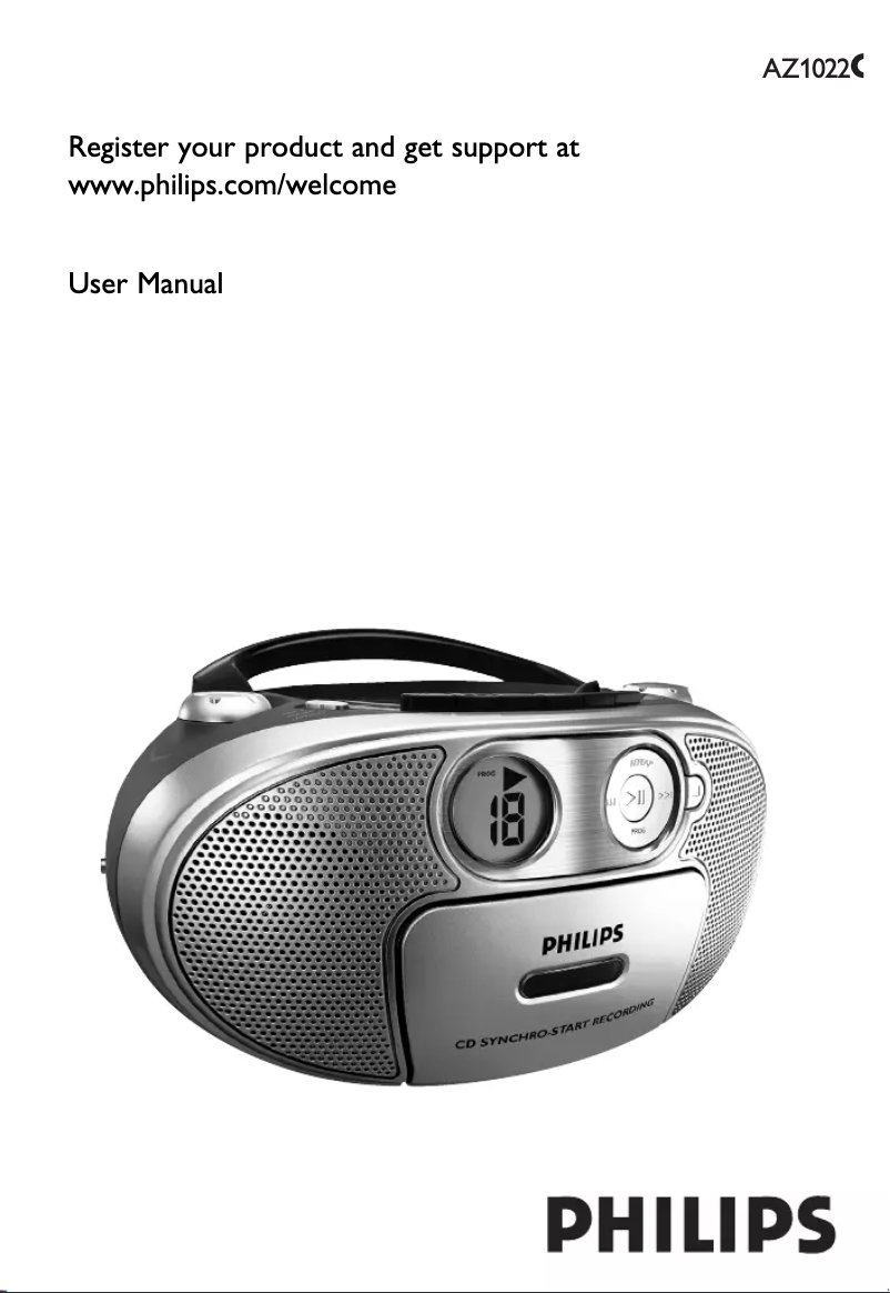 Page 1 de la notice Manuel utilisateur Philips AZ1022