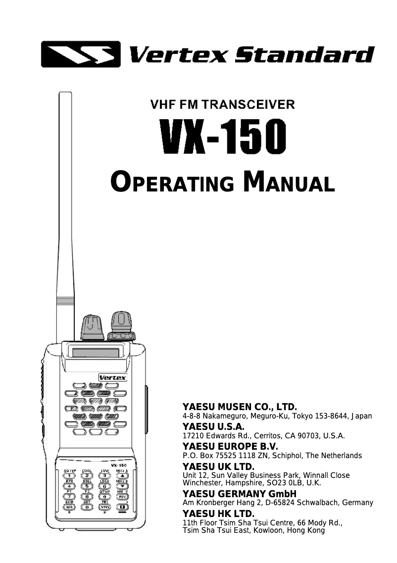 Page 1 de la notice Manuel utilisateur Yaesu VX-150