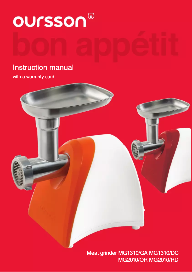 Page 1 de la notice Manuel utilisateur Oursson MG1310