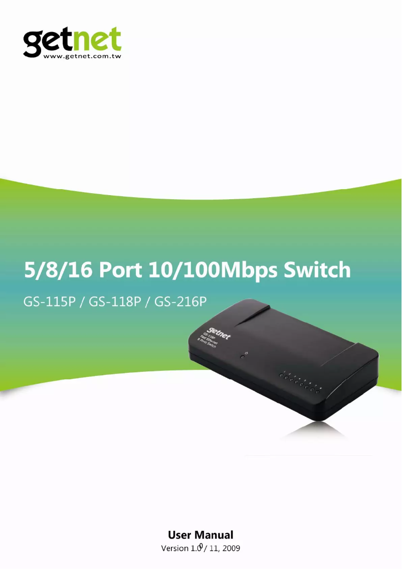 Page 1 de la notice Manuel utilisateur Getnet GS-216P