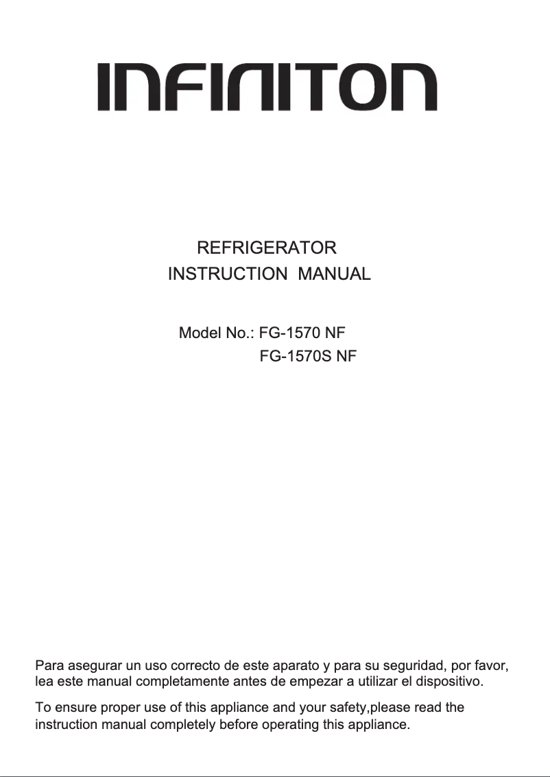 Page n°1 - Manuel utilisateur Infiniton FG-1570S NF