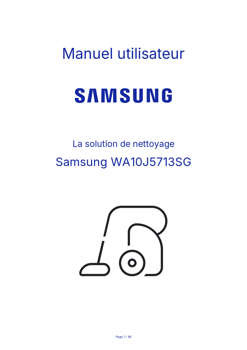 Page n°1 - Manuel utilisateur Samsung WA10J5713SG