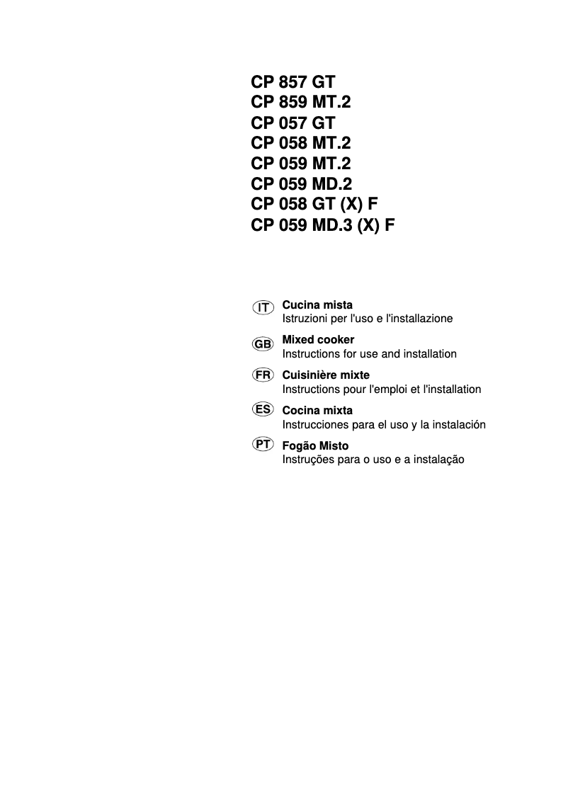 Page 1 de la notice Manuel utilisateur Hotpoint CP 058 MT.2