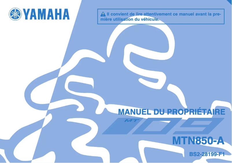 Page 1 de la notice Manuel utilisateur Yamaha MT09 (2018)
