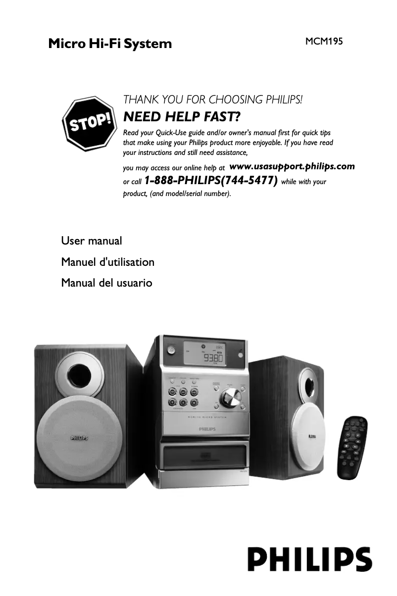 Page 1 de la notice Manuel utilisateur Philips MCM195