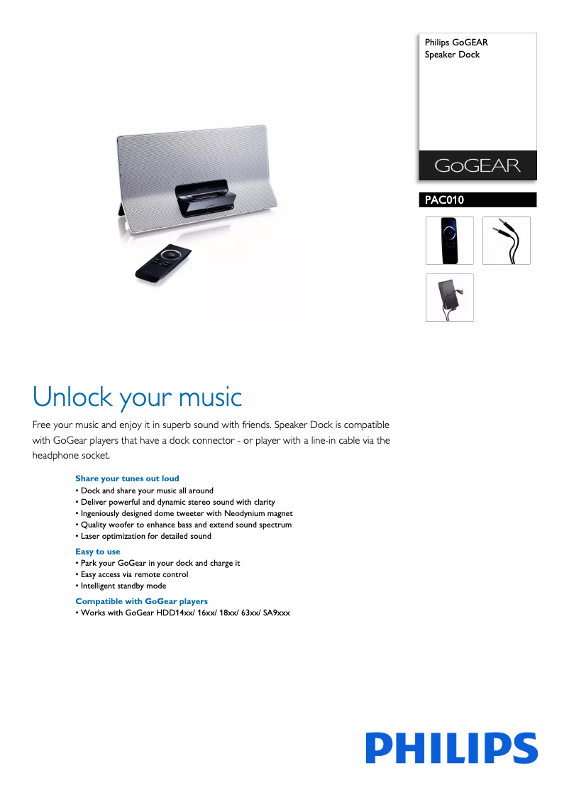 Page 1 de la notice Brochure Philips PAC010