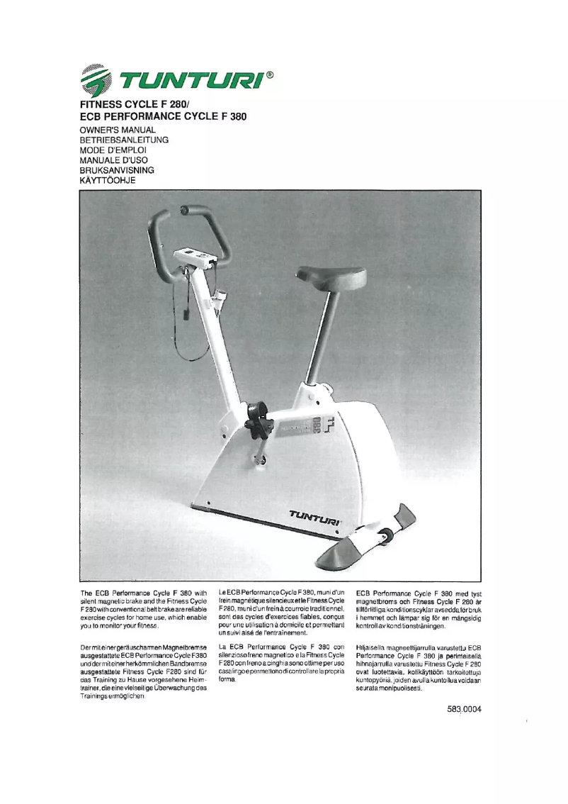 Page n°1 - Manuel utilisateur Tunturi F280