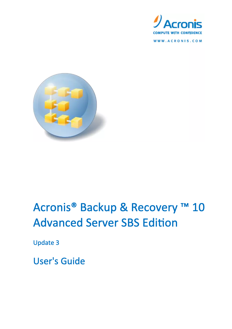 Image de la première page du manuel de l'appareil Backup & Recovery 10 Advanced Server SBS Edition
