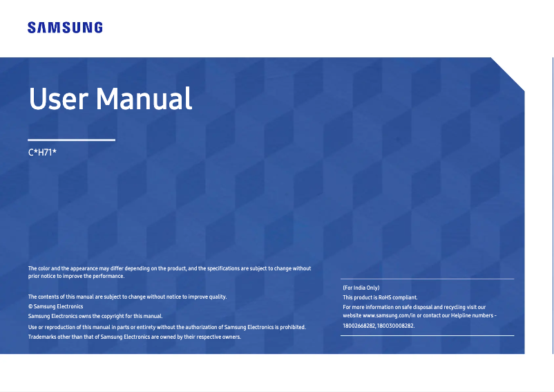 Page 1 de la notice Manuel utilisateur Samsung C27H711QEL