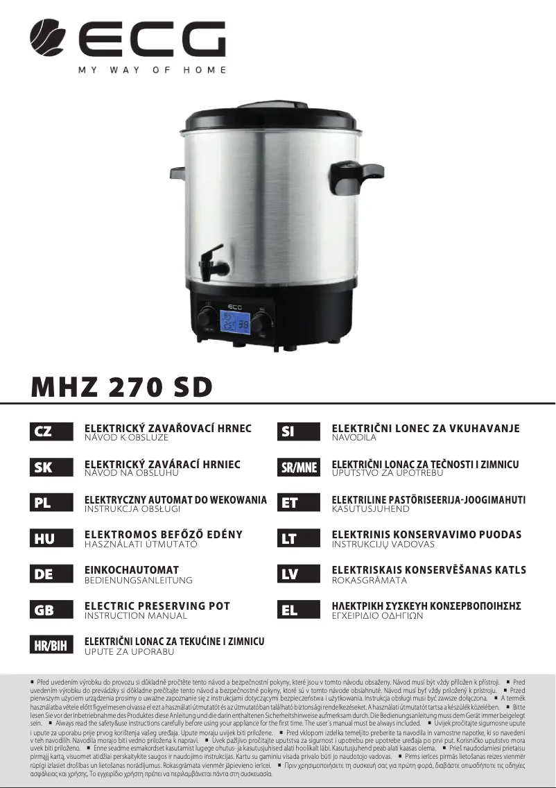 Image de la première page du manuel de l'appareil MHZ 270 SD