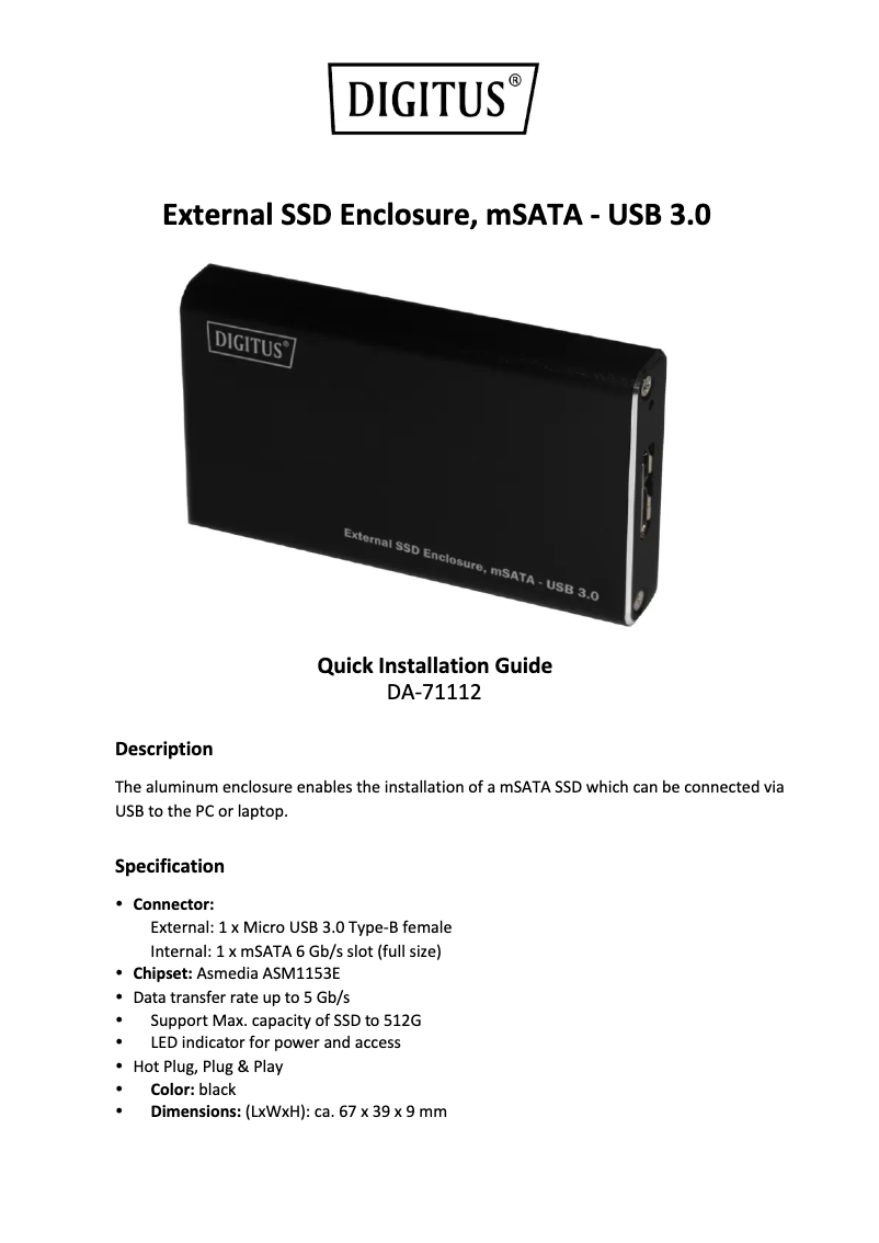 Page n°1 - Manuel utilisateur Digitus DA-71112