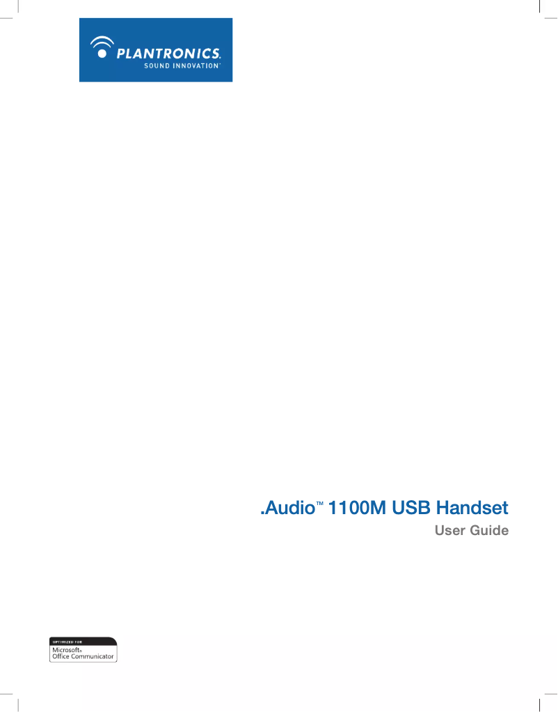 Page 1 of the manual User Manual Plantronics 1100M
