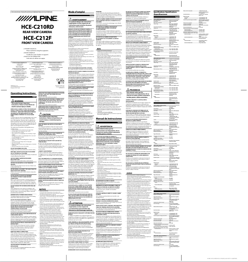Image de la première page du manuel de l'appareil HCE-C210RD