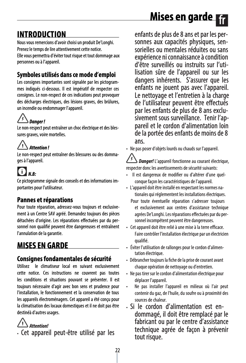 Image de la première page du manuel de l'appareil PAC CN93ECO