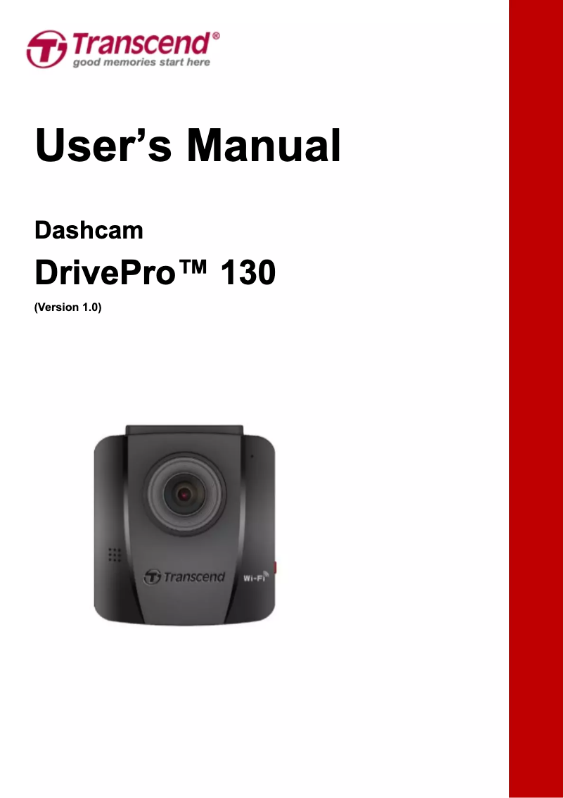 Page n°1 - Manuel utilisateur Transcend DrivePro 130