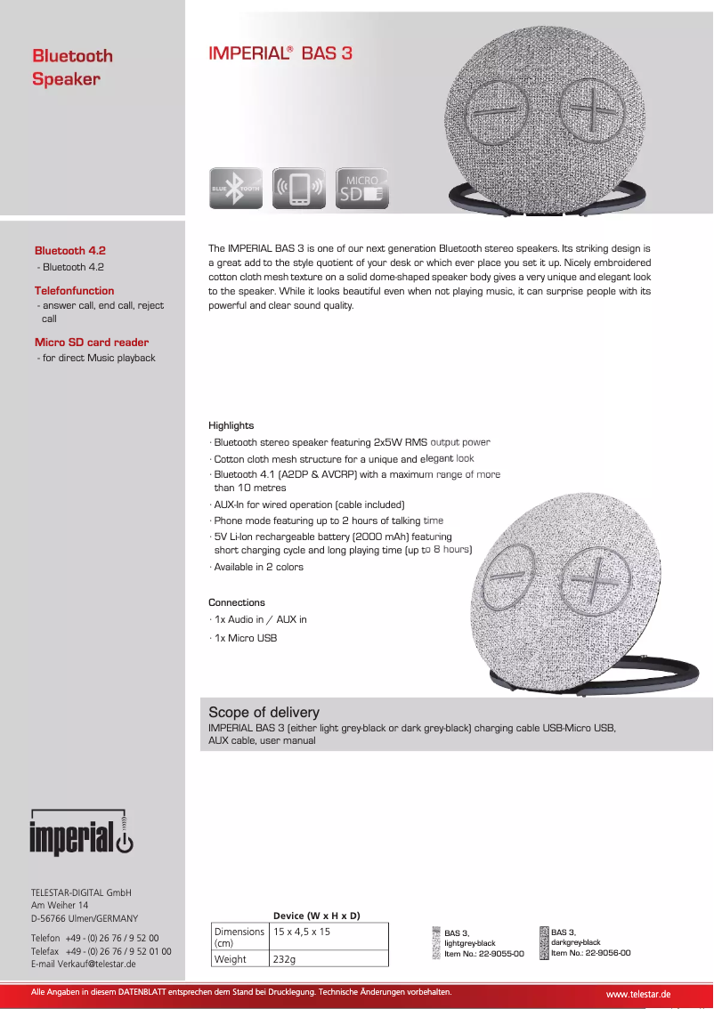 Image de la première page du manuel de l'appareil BAS 3