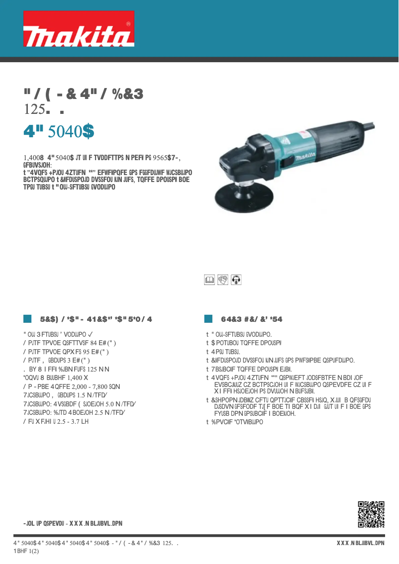 Page n°1 - Fiche technique Makita SA5040C