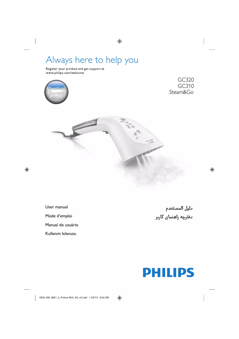 Page 1 de la notice Manuel utilisateur Philips Steam&Go GC320