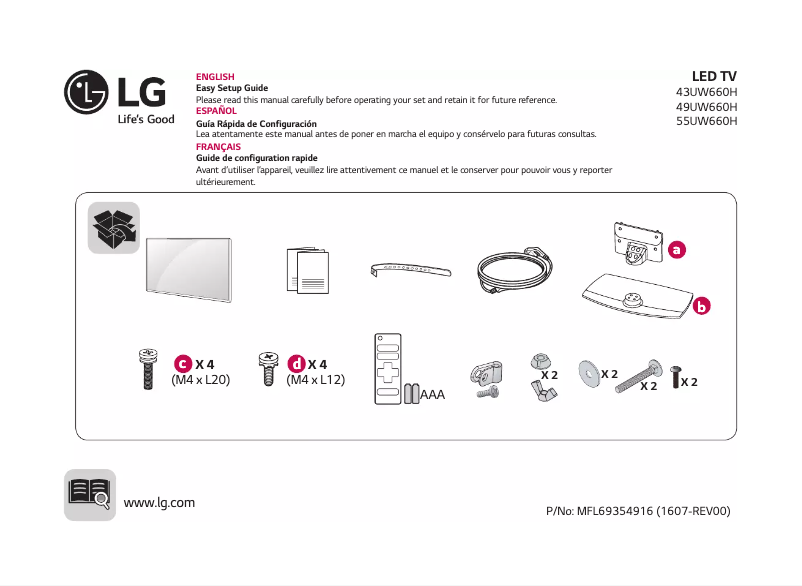 Page 1 de la notice Manuel utilisateur LG 43UW660H