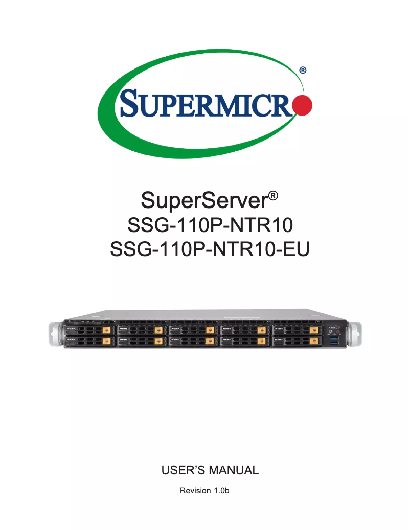 Page 1 de la notice Manuel utilisateur Supermicro SuperServer SSG-110P-NTR10