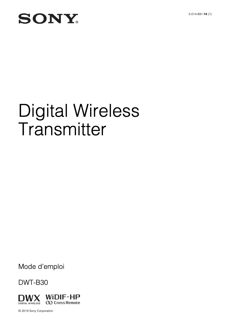 Image de la première page du manuel de l'appareil DWT-B30