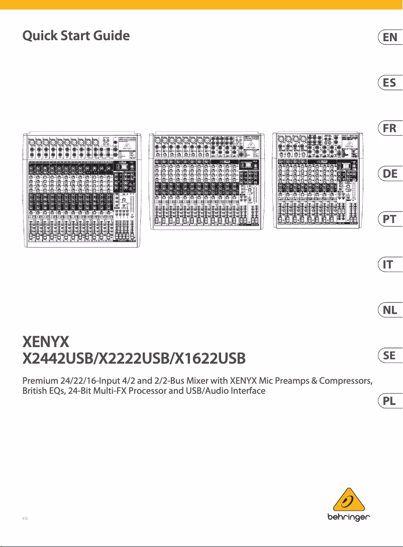 Page n°1 - Guide de démarrage rapide Behringer Xenyx X2442USB
