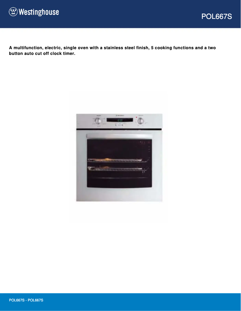 Page n°1 - Fiche technique Westinghouse POL667S