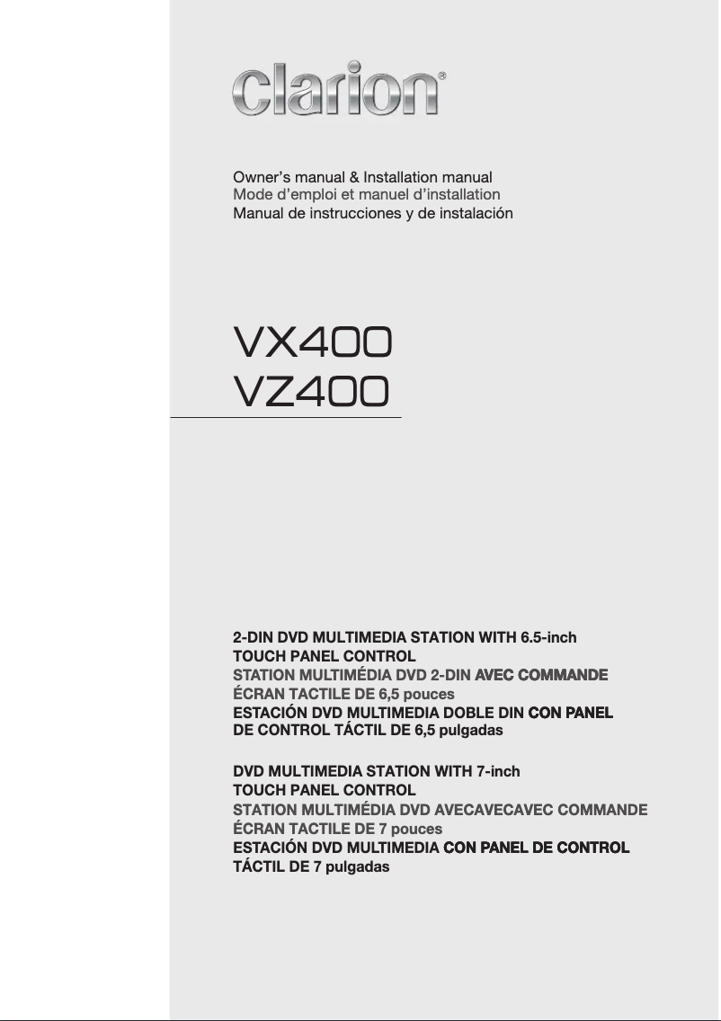 Page n°1 - Manuel utilisateur Clarion VZ400