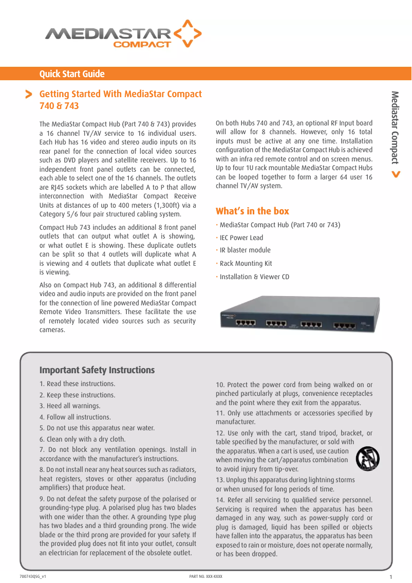 Page n°1 - Manuel utilisateur MediaStar 751-Q