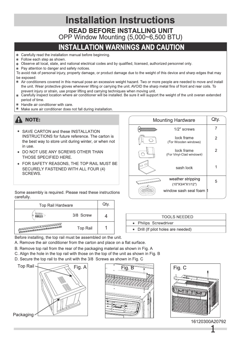 Image de la première page du manuel de l'appareil FHWC054WB1