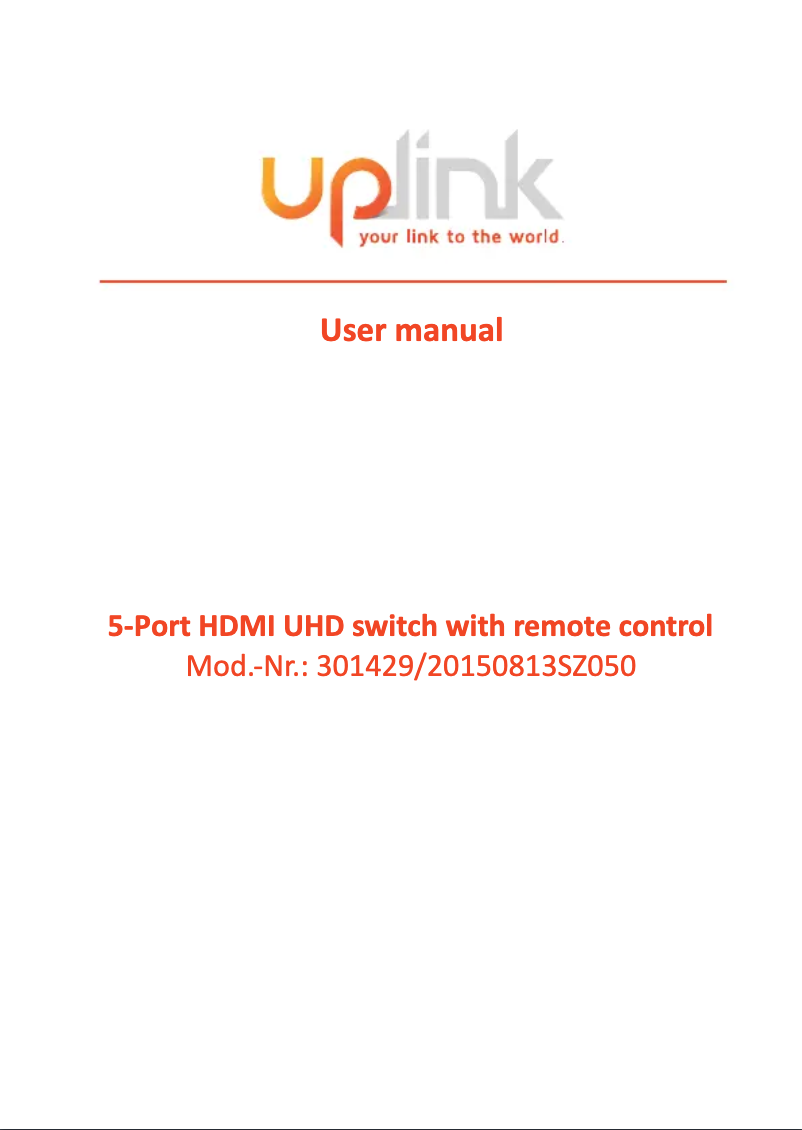 Page 1 of the manual User Manual Uplink 301429