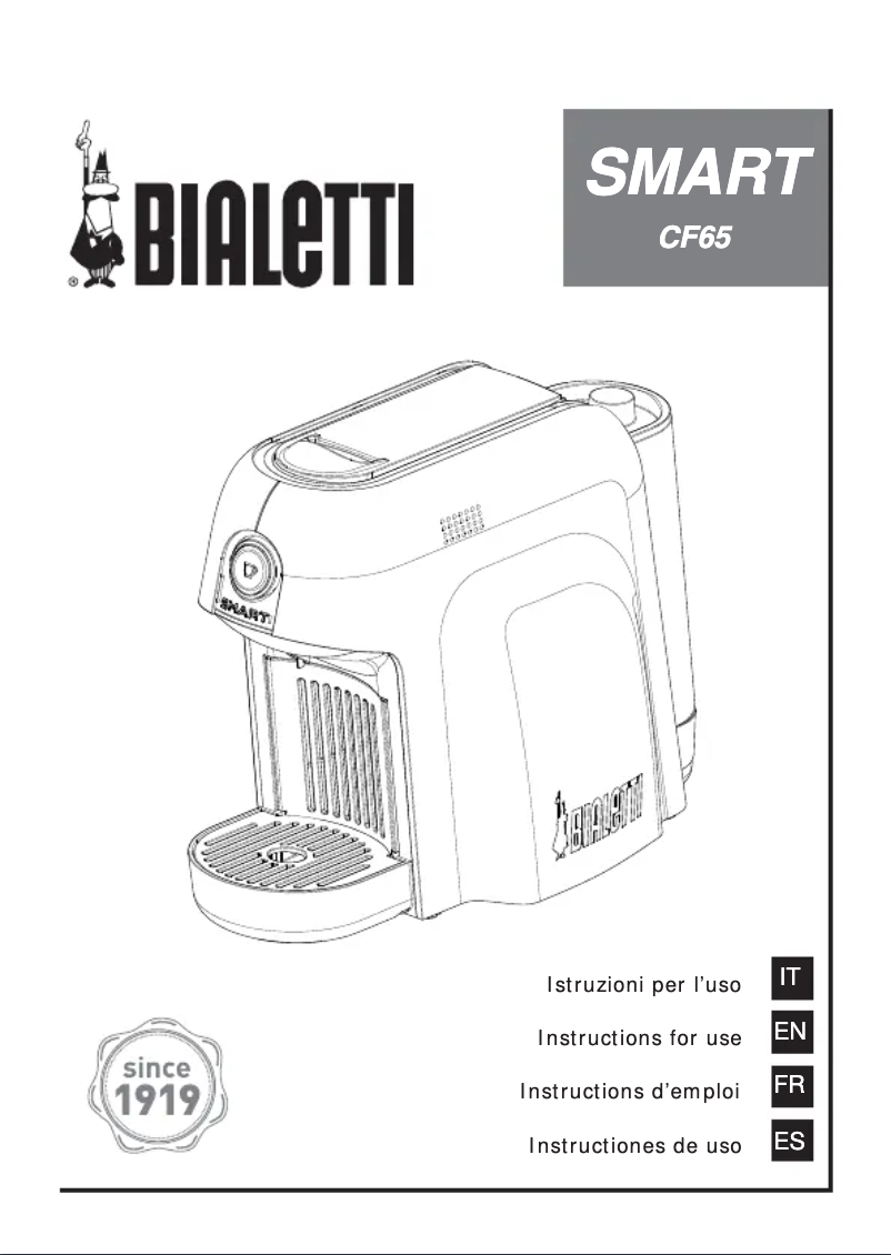 Page 1 de la notice Manuel utilisateur Bialetti Smart CF65