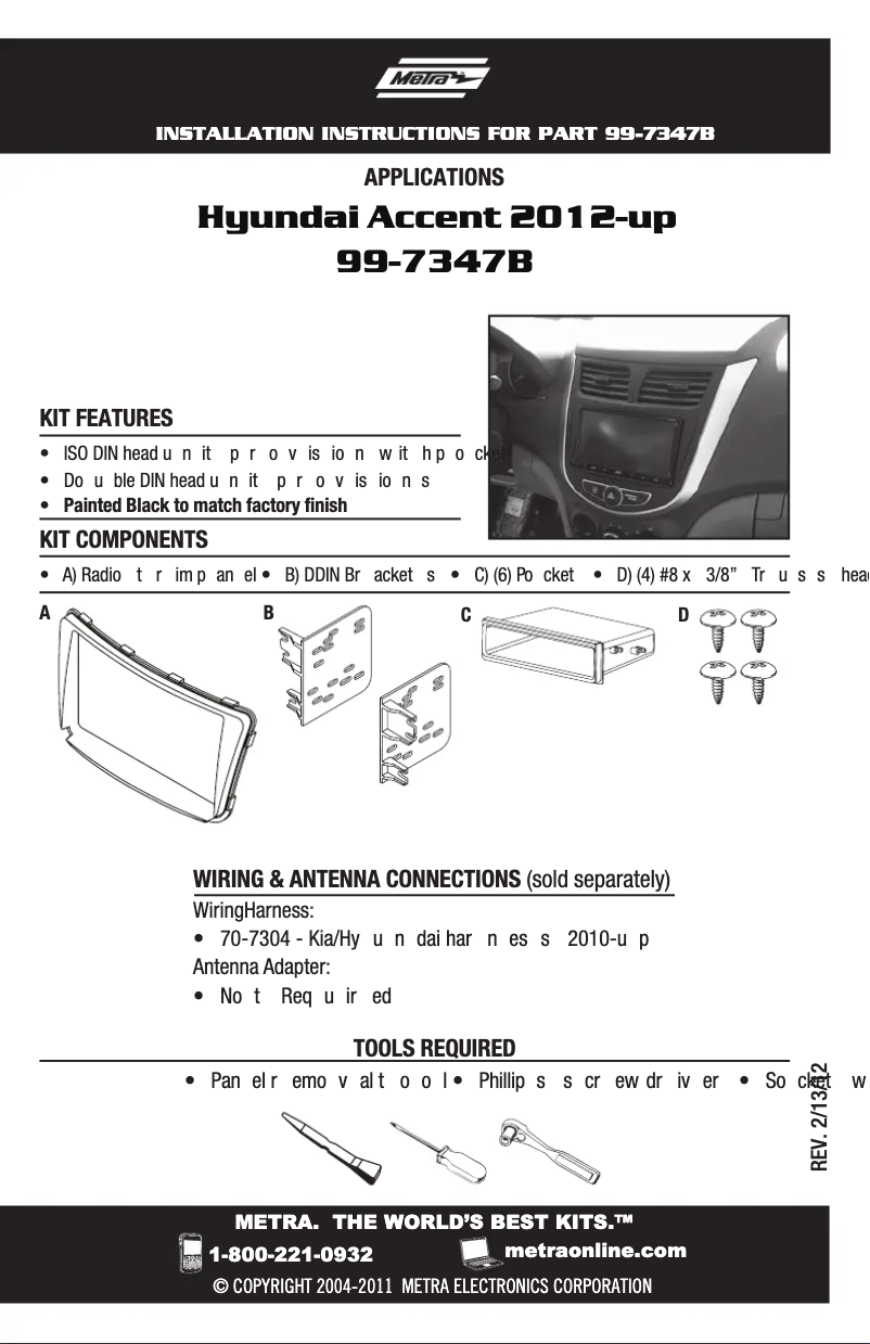 Page n°1 - Manuel utilisateur Metra 99-7347B