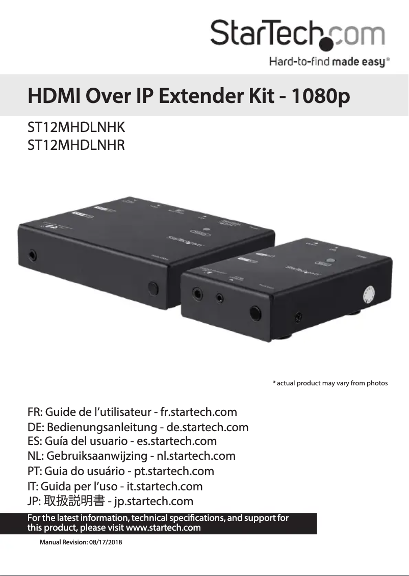 Page 1 de la notice Manuel utilisateur StarTech.com ST12MHDLNHR