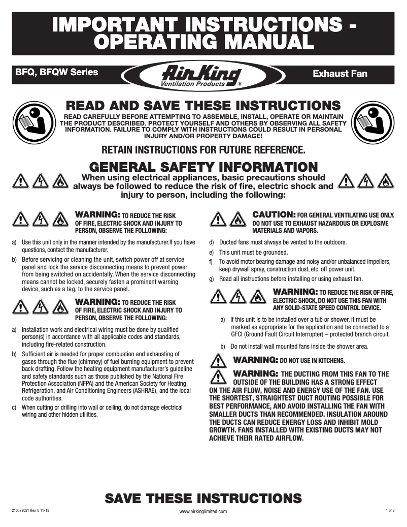 Page n°1 - Instructions / montage Air King BFQ75
